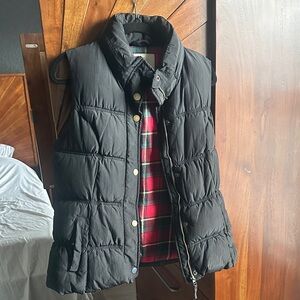 Mavi Black Puffer Vest with Red Plaid Lining